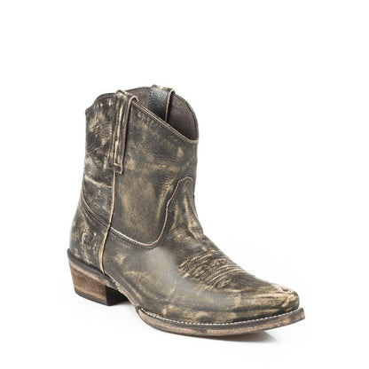 Roper Ladies Snip Toe Short Leather Brn Boots