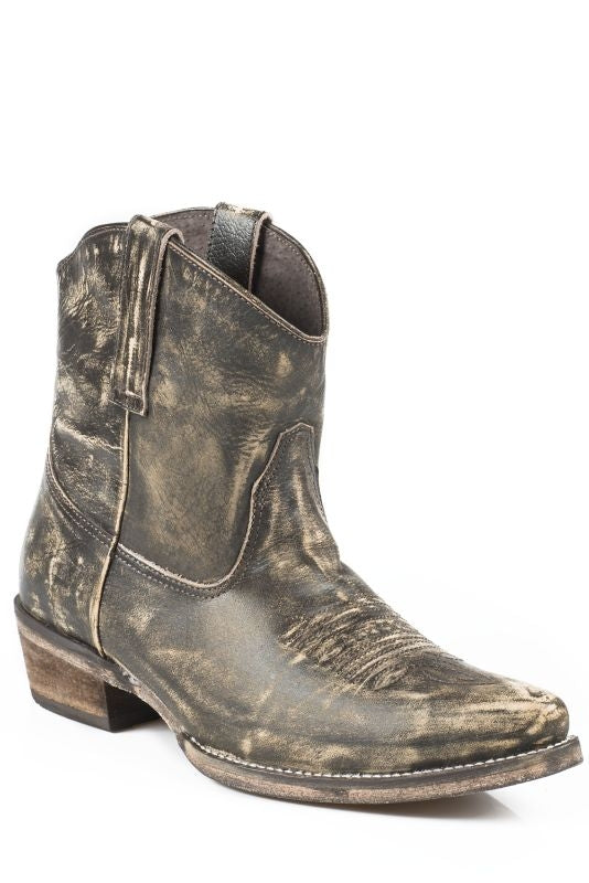 Roper Ladies Snip Toe Short Leather Brn Boots