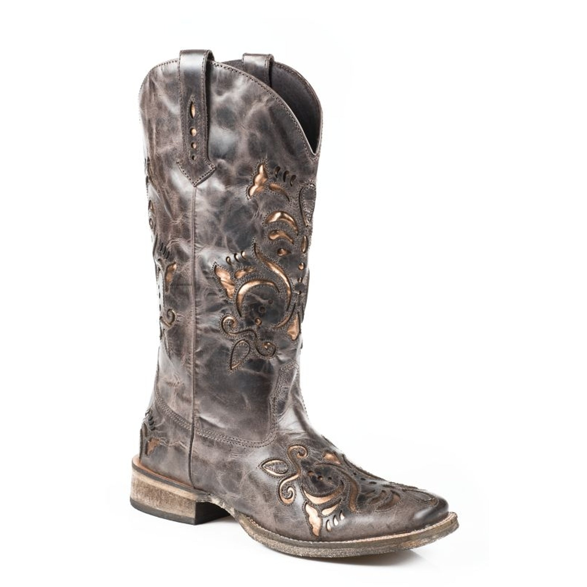 Roper Ladies Square Toe Metallic Silver Boots