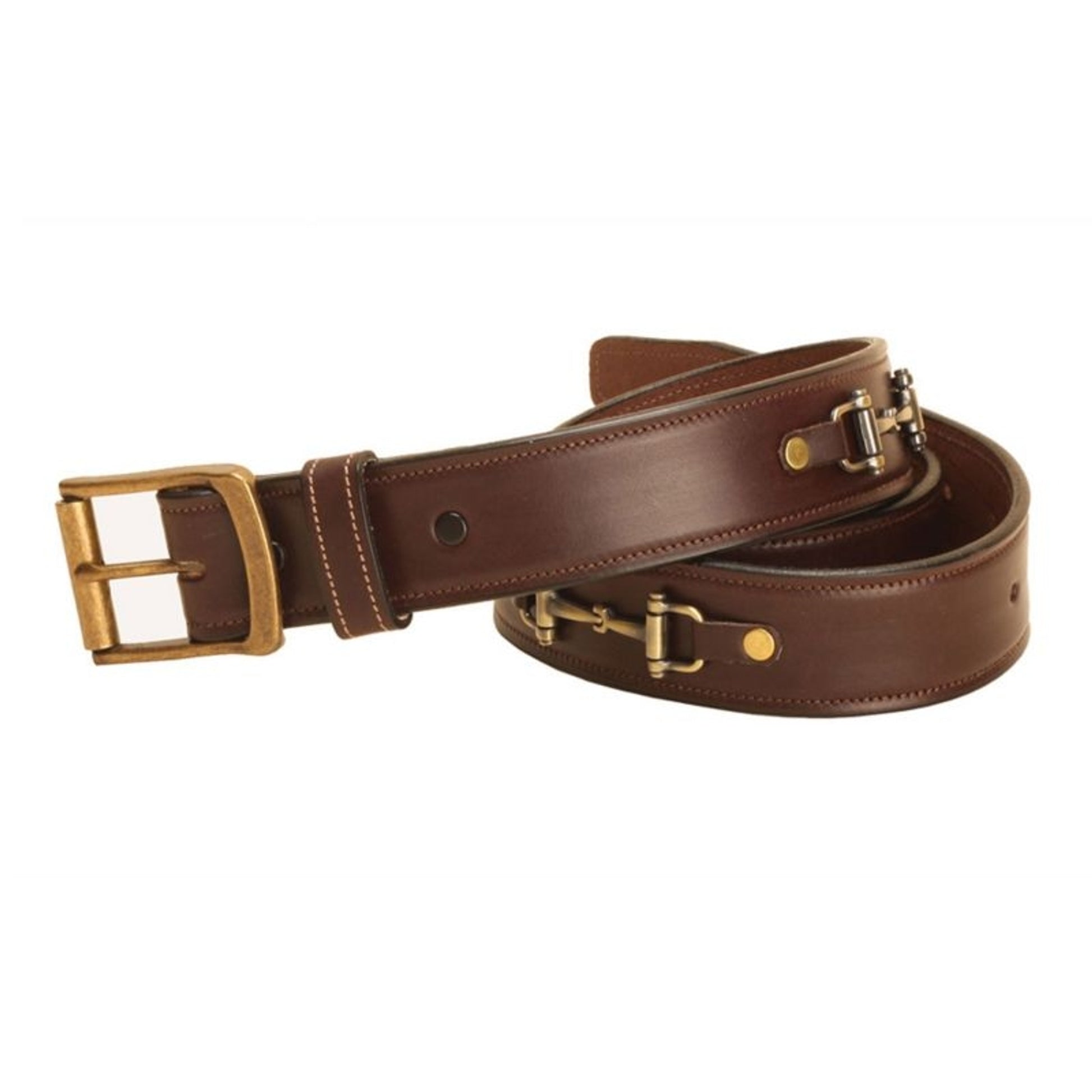 Tory Nickel Snaffle Bit Leather Belt 24 Bk/Gry