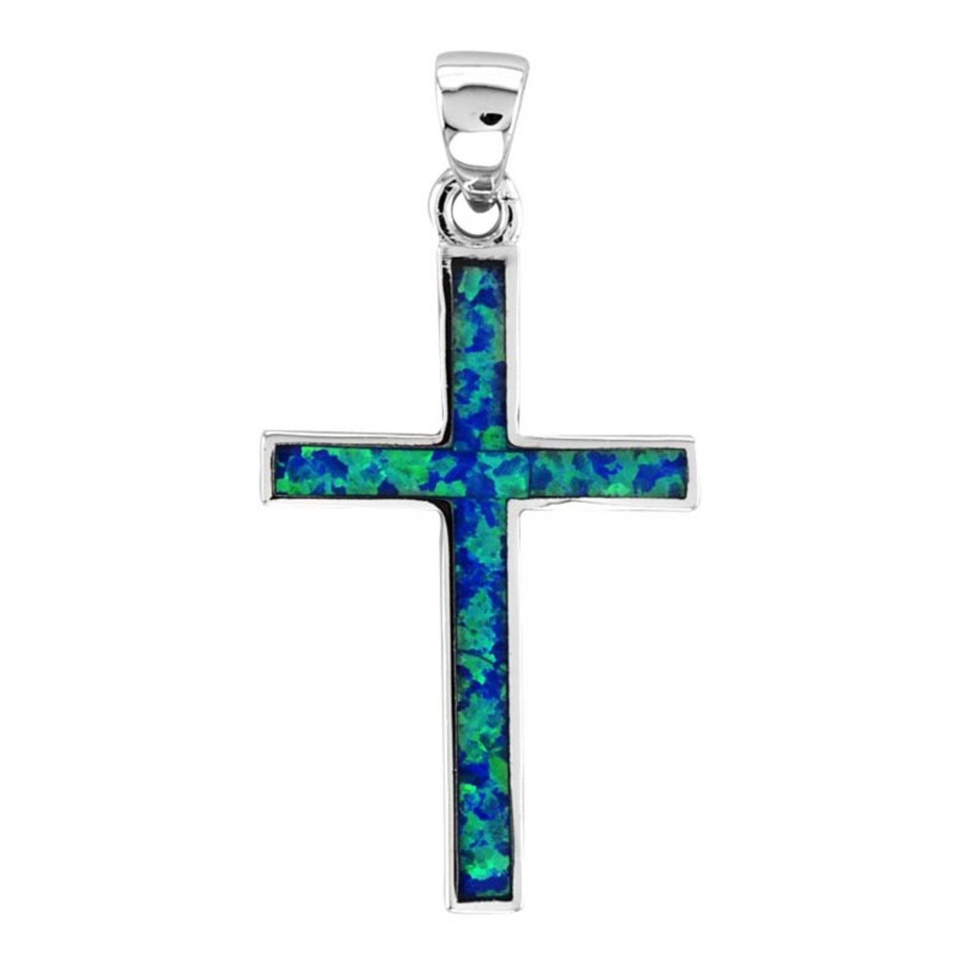 Kelly Herd Blue Opal Cross Pendant
