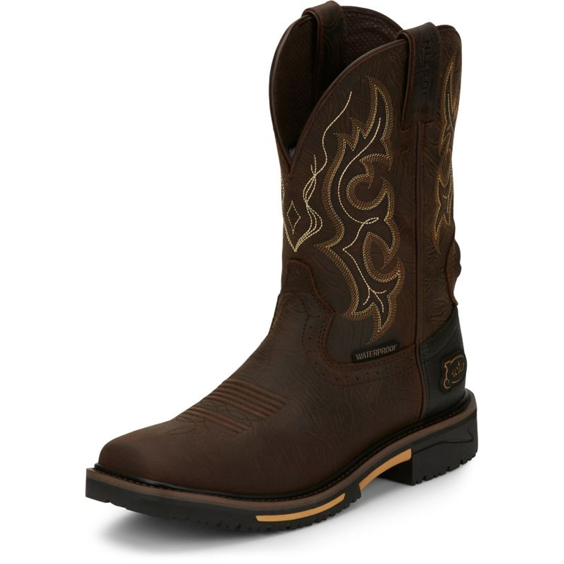 Justin Mens Stampede Joist WP Sq Toe Boots