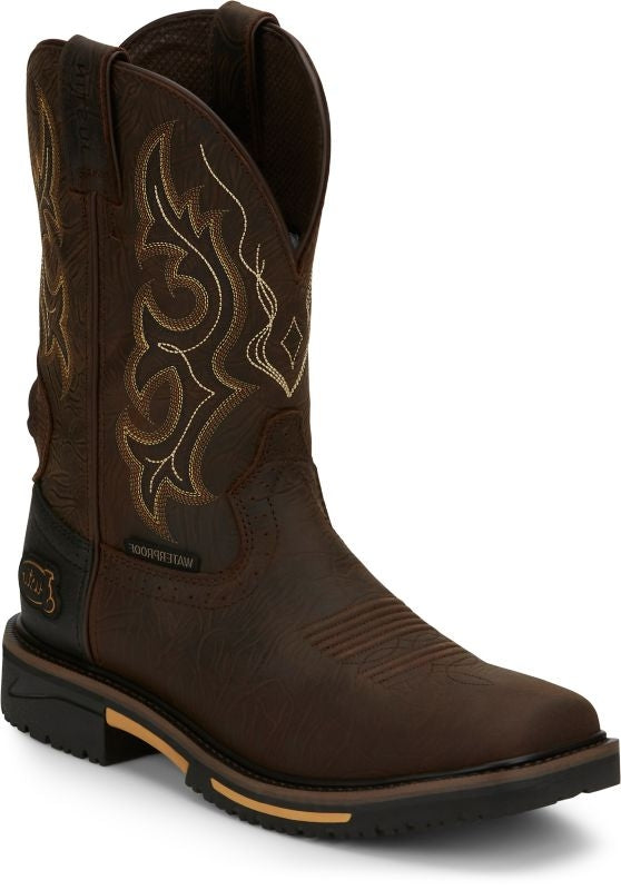 Justin Mens Stampede Joist WP Sq Toe Boots