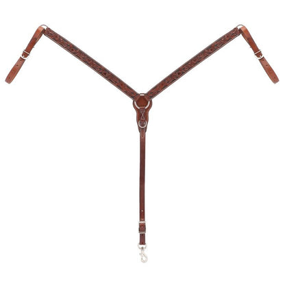Weaver Turq Cross Carved Chestnut Breast Collar