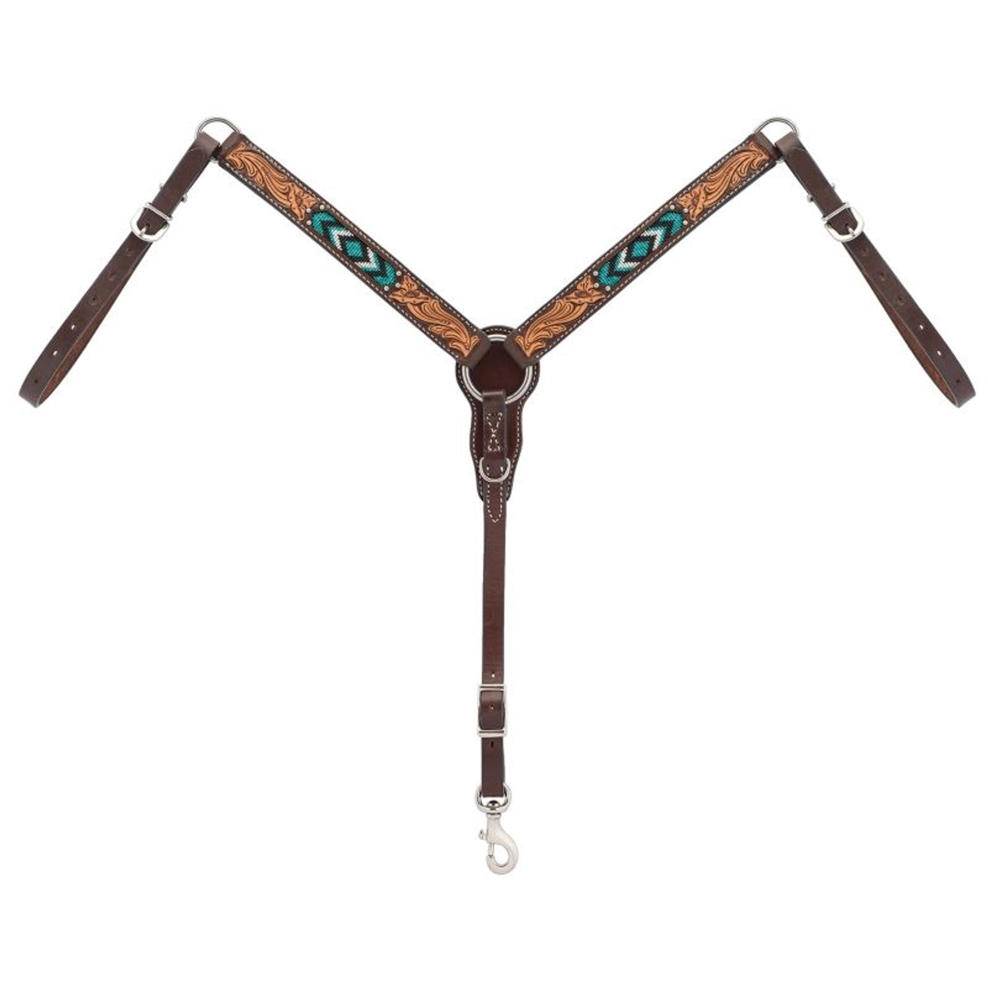 Weaver Turq Cross Turqu Bead Pony Breast Collar