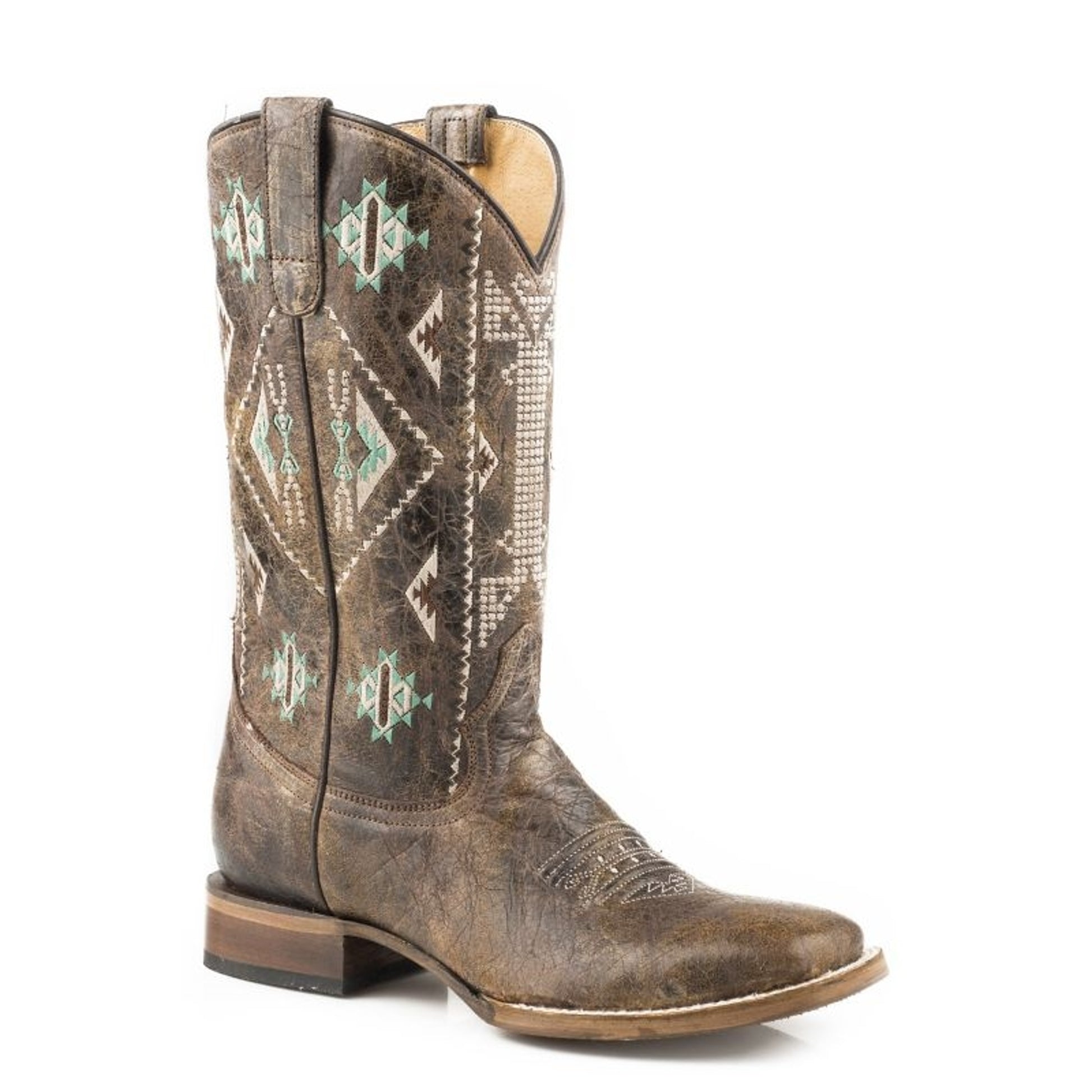 Roper Ladies Out West Square Toe Brown Boots