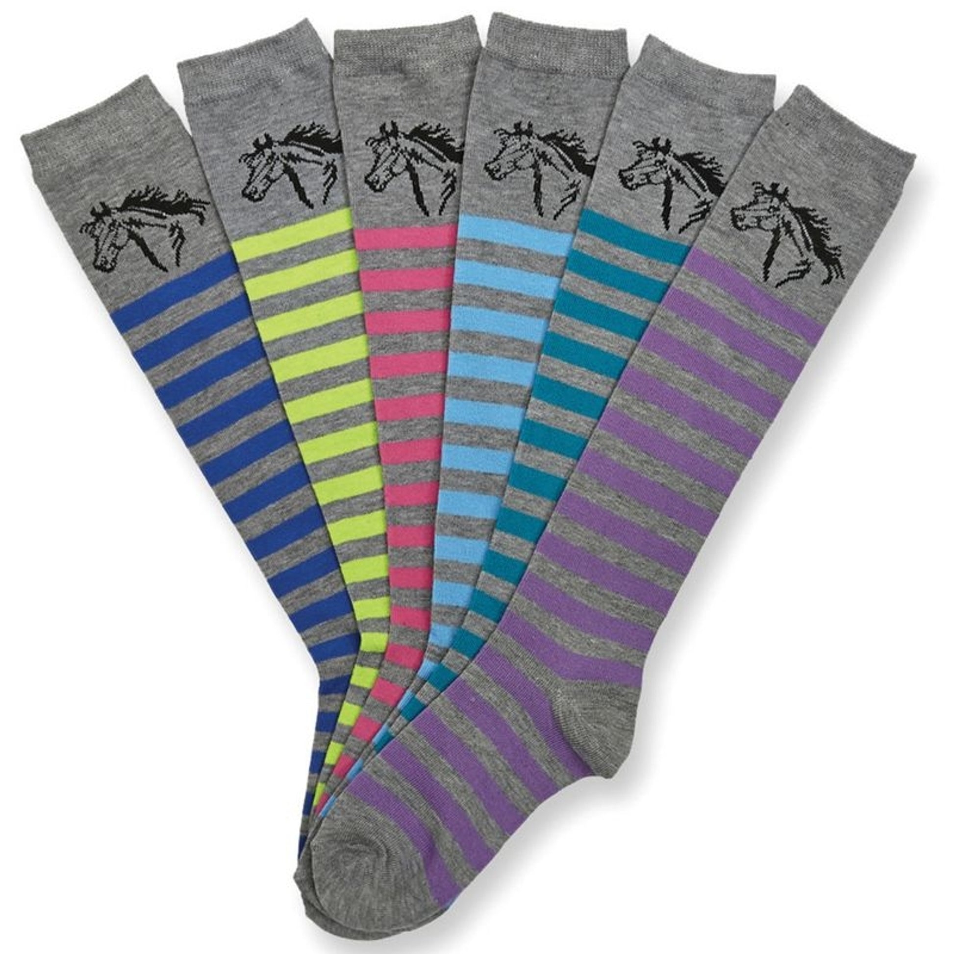 Horse Head Tall Boot Socks 6 Pack