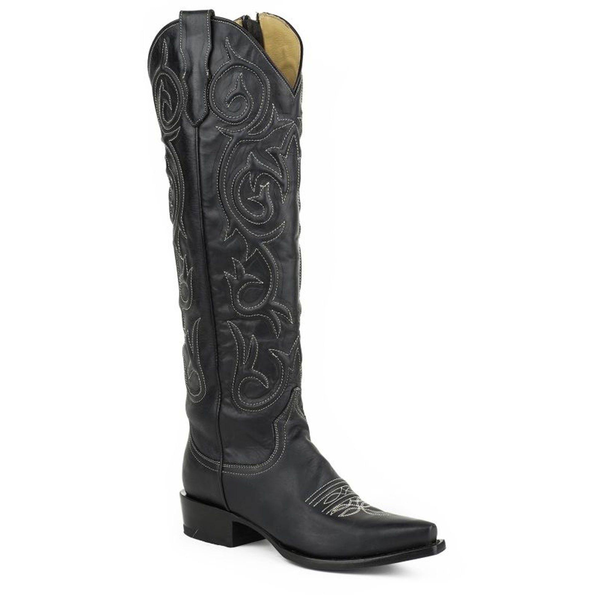 Stetson Ladies Snip Stacked Heel Blk Boots