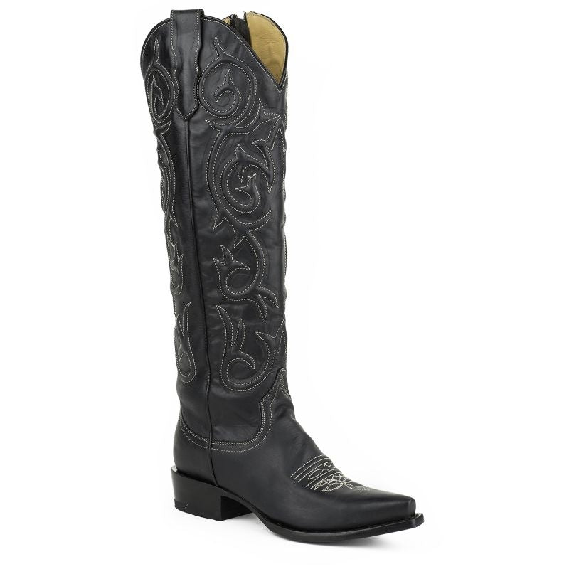 Stetson Ladies Snip Stacked Heel Blk Boots