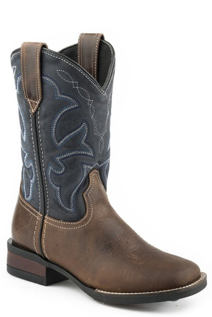 Roper Kids Square Toe 9in Tan Burnished Boots