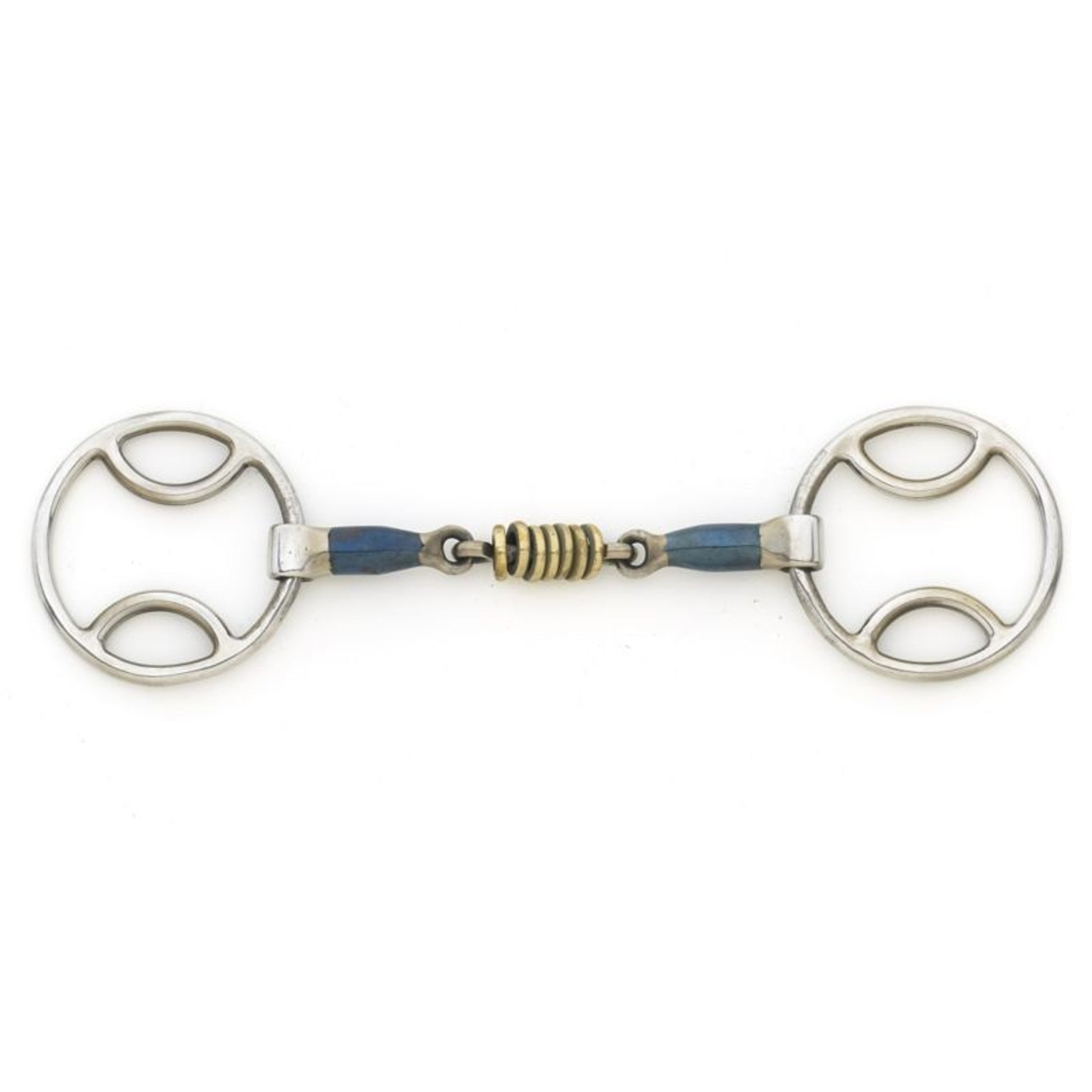 Blue Steel Loop Ring Gag Bit with Brass Rollers