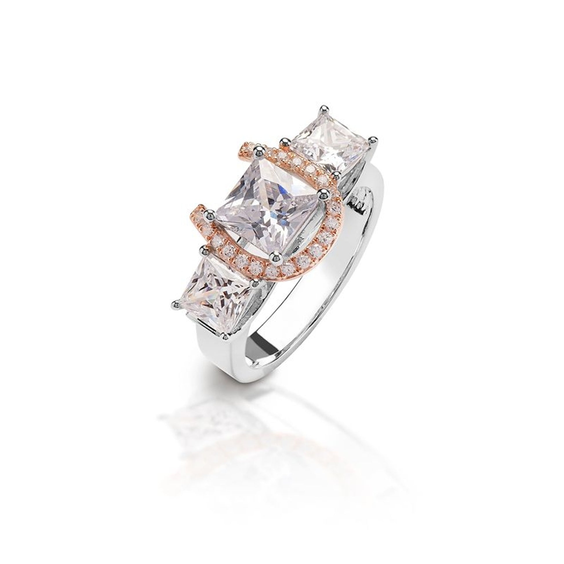 Kelly Herd Large Princess Rose Gold 3 Stone Ring