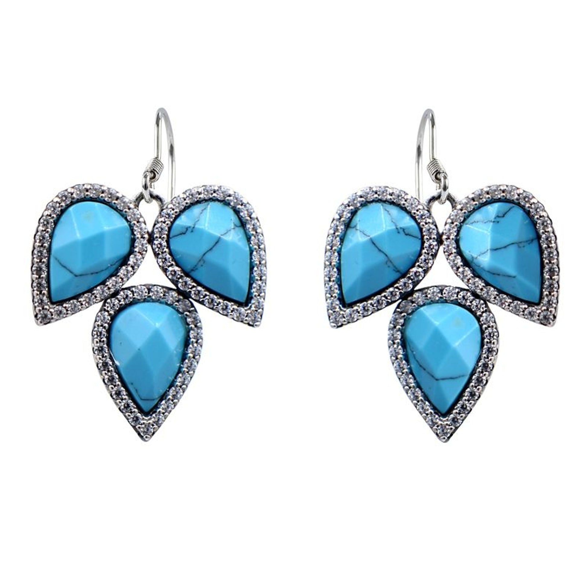 Kelly Herd Three Teardrop Turquoise Hook Earrings