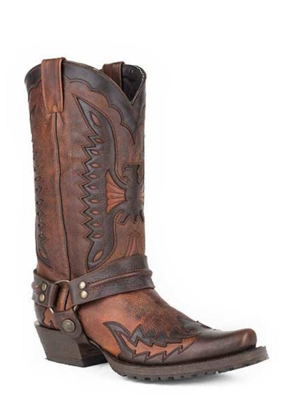Stetson Mens Outlaw Eagle Biker Harness Boots