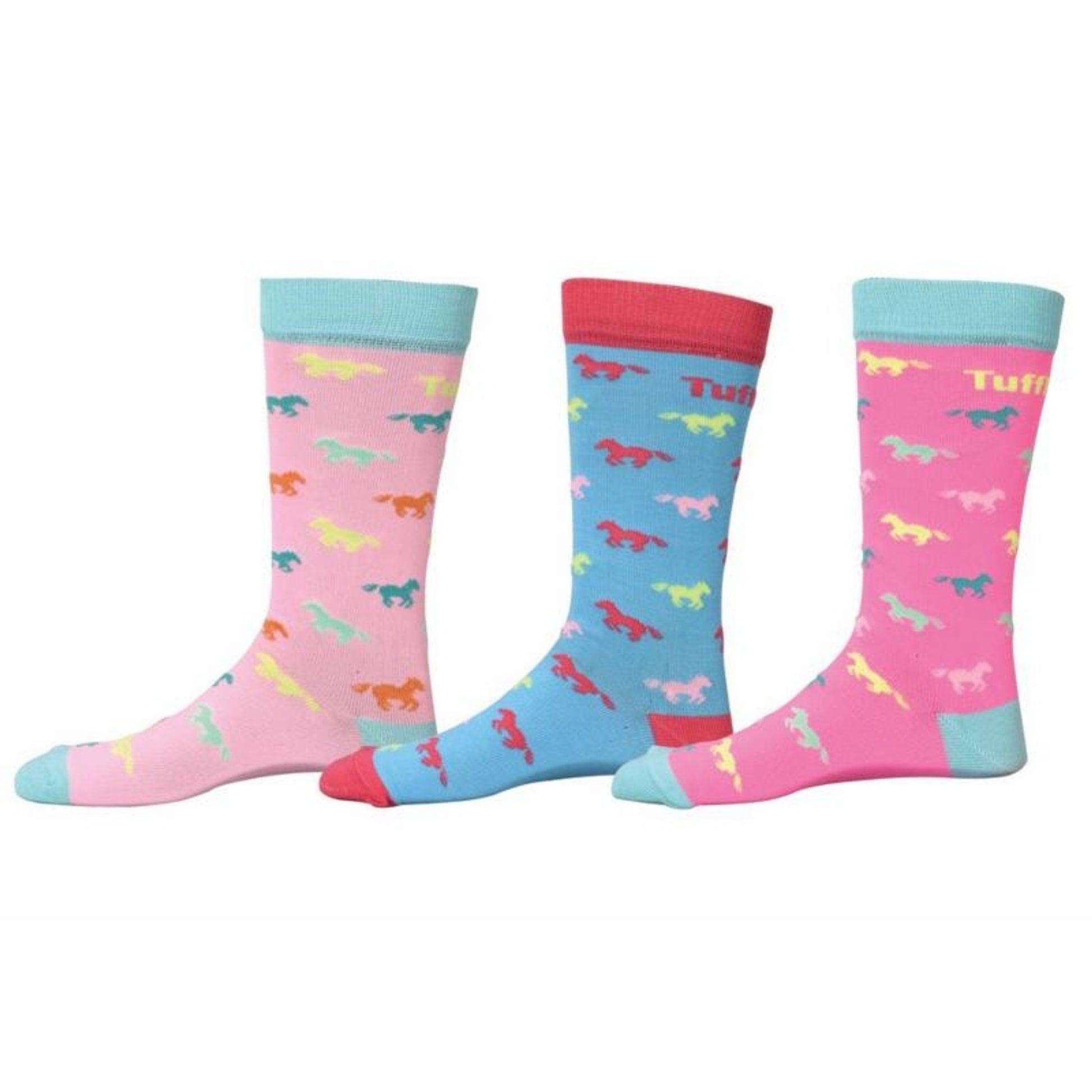 Tuffrider Kids Neon Pony Socks 3pk Brown