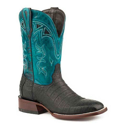 Stetons Ladies Lovington Boots Black Caiman/Turq 8