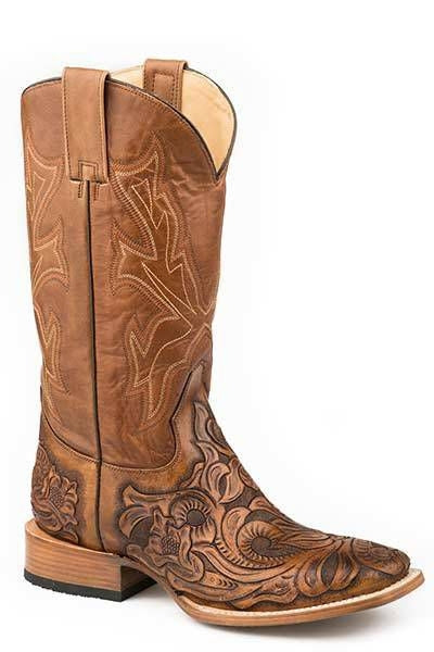 Stetson Mens Wicks Square Toe Boots Tan 10 D