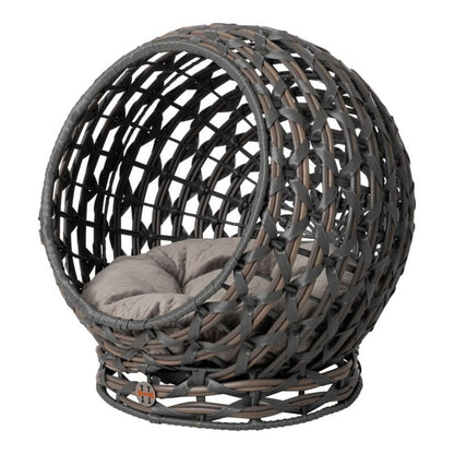 Huntley Pet Hemisphere Rattan Pet Bed with Cushion