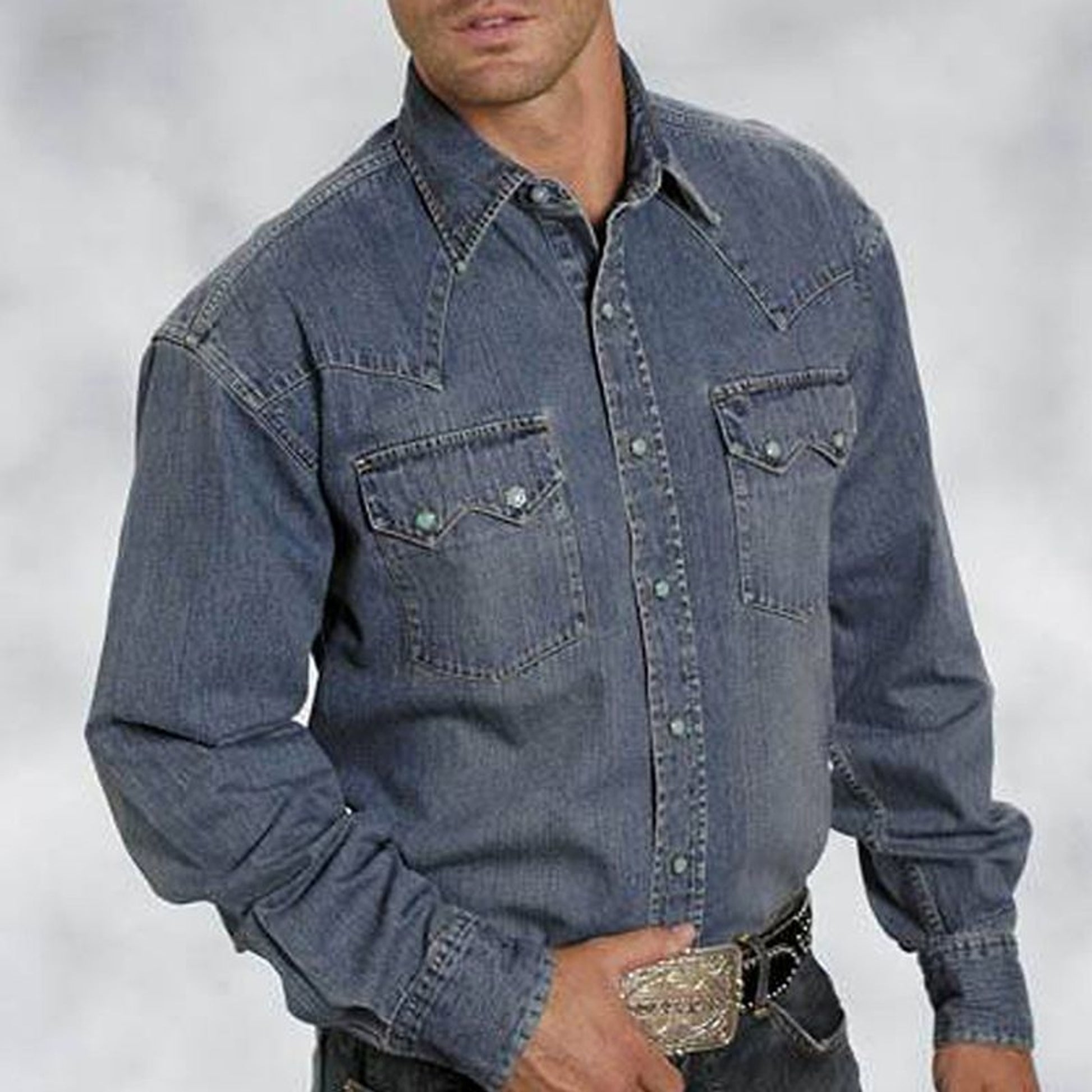 Stetson Mens Blue Lagoon Denim Snap Shirt 2Xl