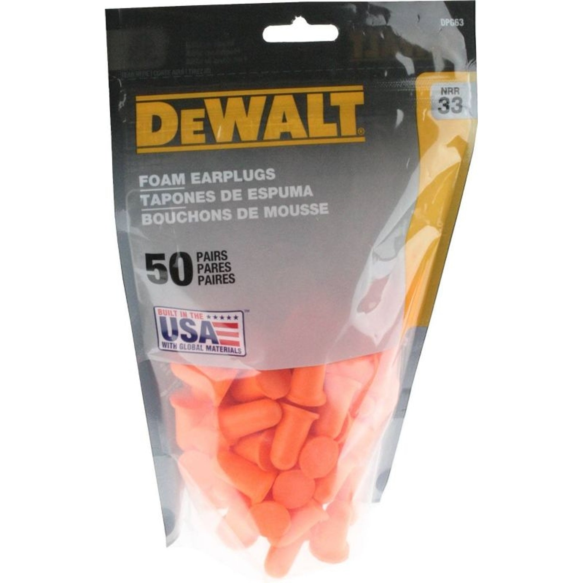 Dewalt Disposable Foam Uncorded Earplugs