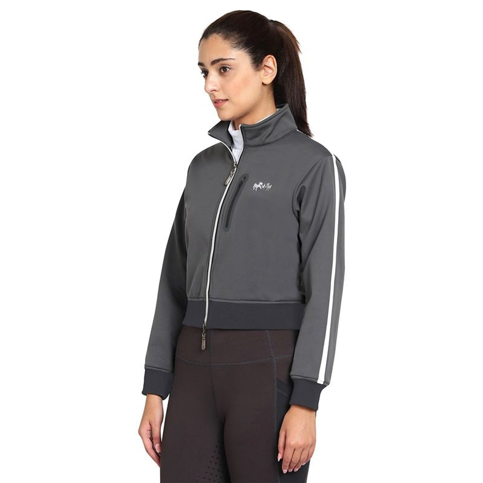 Equine Couture Ladies Cropped Jacket LG Charcoal
