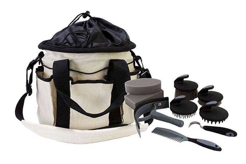 Canvas Drawstring Grooming Tote 10pc Tools
