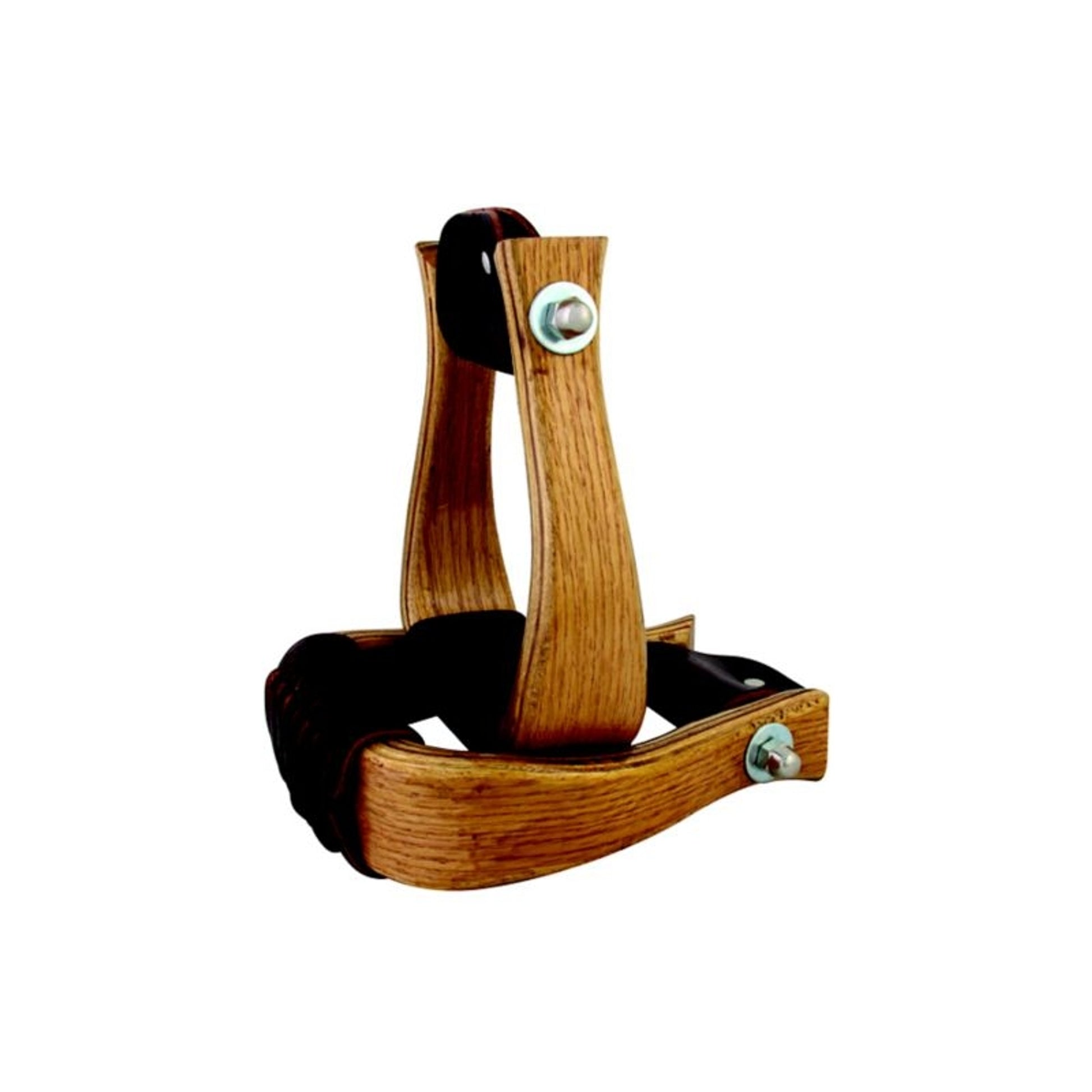 Aime Imports Oak Wood Bell Stirrups 2in Leather