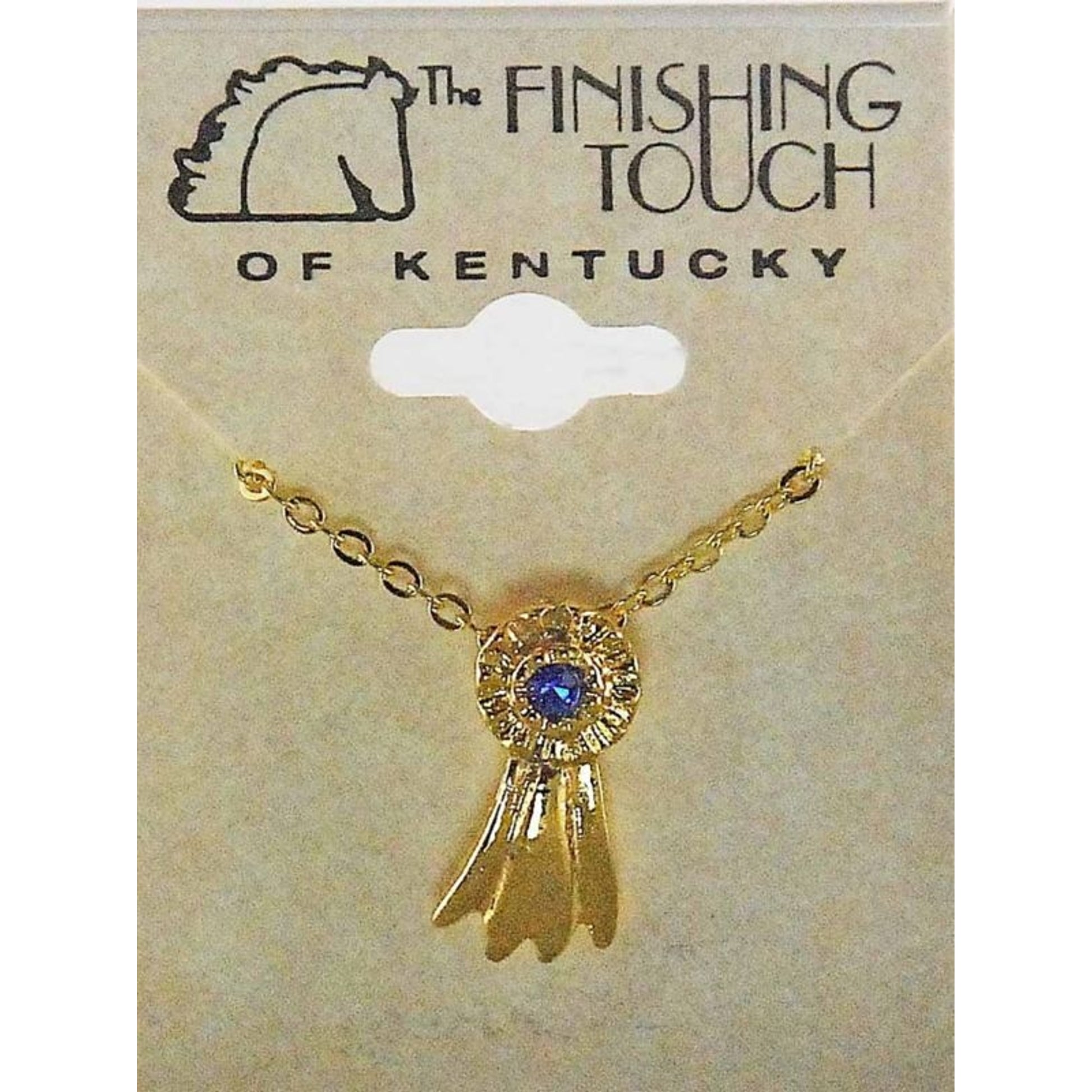 Finishing Touch Blue Ribbon Pendant Gold Finish