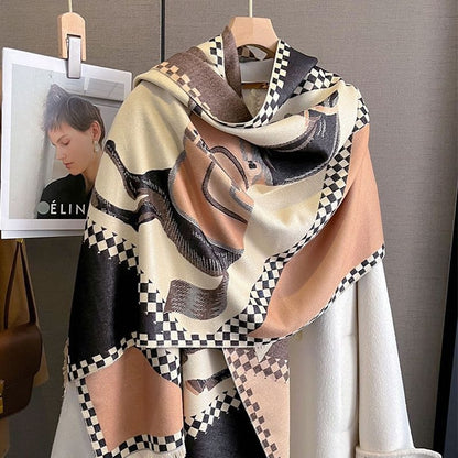AWST Horses in Blankets Cashmere Scarf