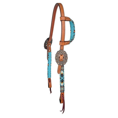 Tabelo Ear Headstall with Aztec Beaded Trim