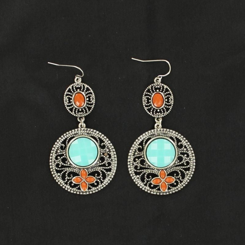 Blazin Roxx Drop Stone EarringsTurquoise Red