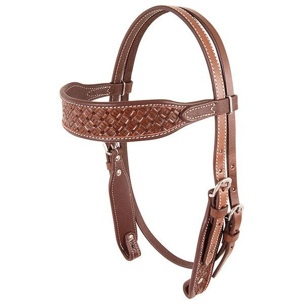 Cashel Weave Stamped Browband Headstall Chocolate