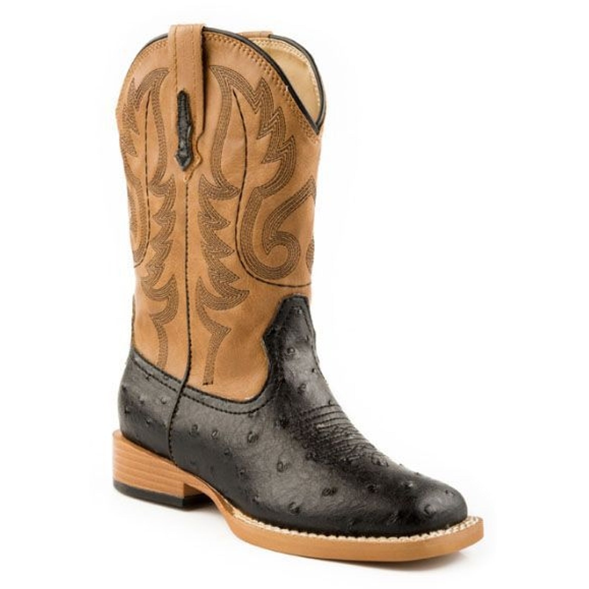 Roper Kids Ostrich Print Sq Toe Boots 1 Pnk