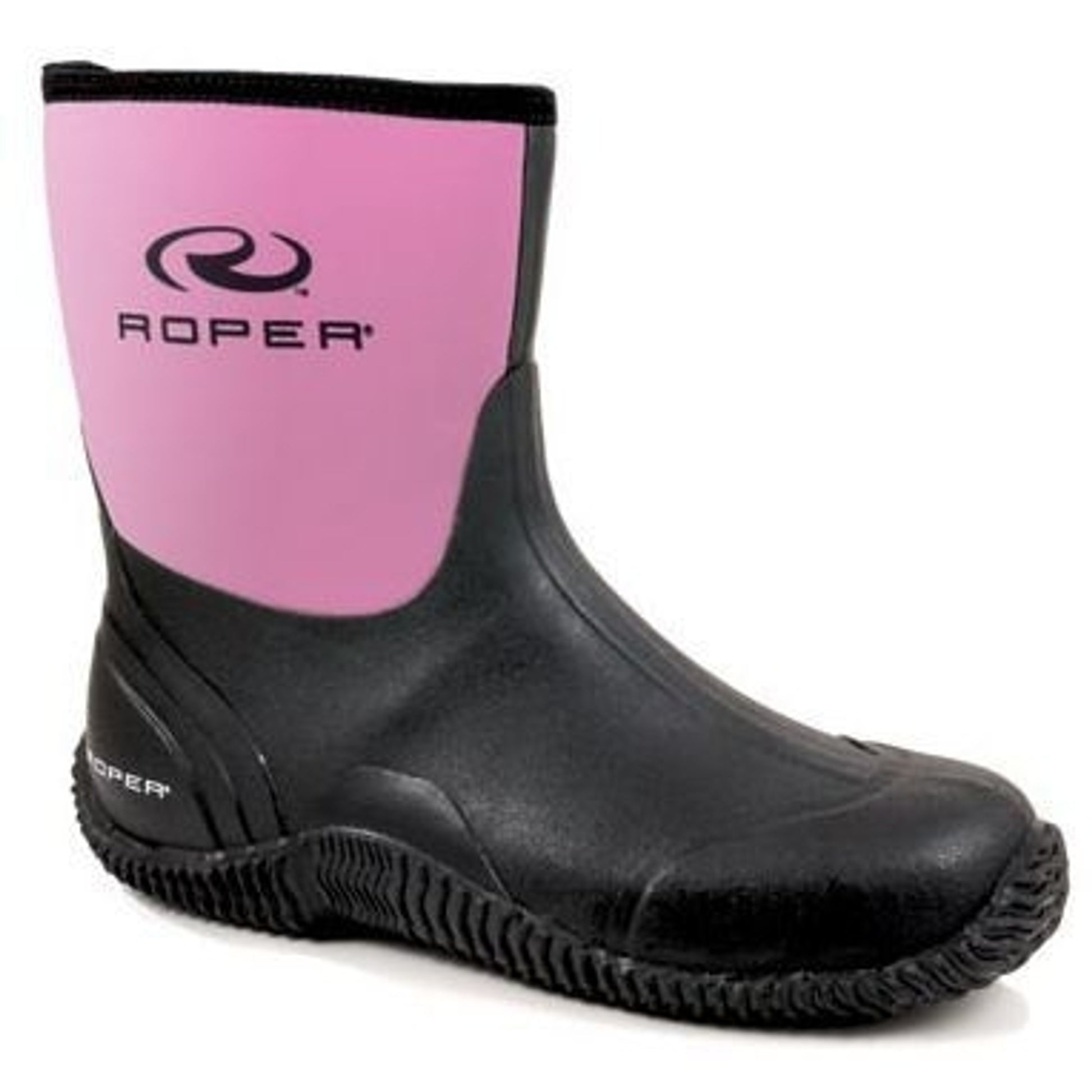Roper Ladies Neoprene Barn Boots 5 Blk Pnk