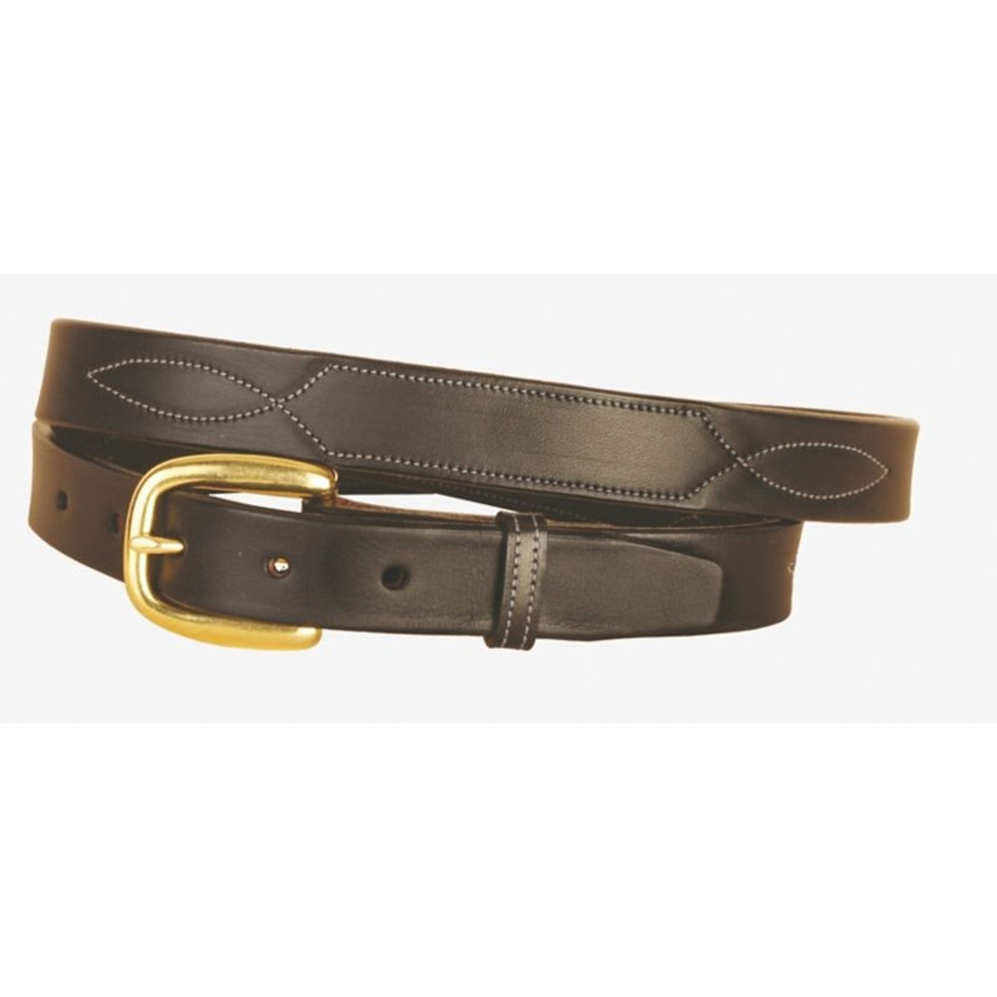 Tory Stitched Pattern Leather Belt 28 Blk/Gry
