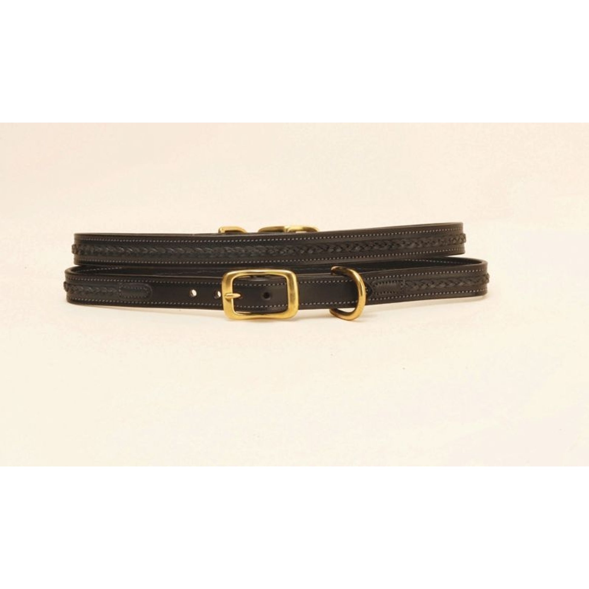3/4In Dog Collar - Raised Center Braid 12in Bk/Gry
