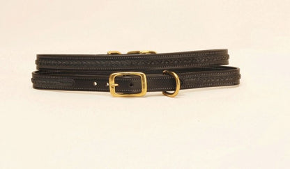 3/4In Dog Collar - Raised Center Braid 12in Bk/Gry