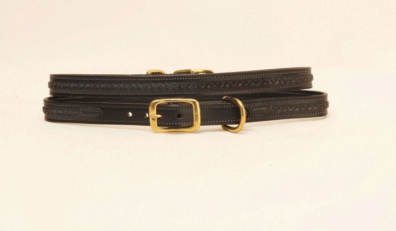 3/4In Dog Collar - Raised Center Braid 12in Bk/Gry