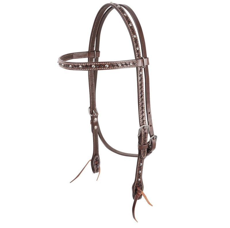 Cashel Silver Dotted Browband Headstall Chocolate