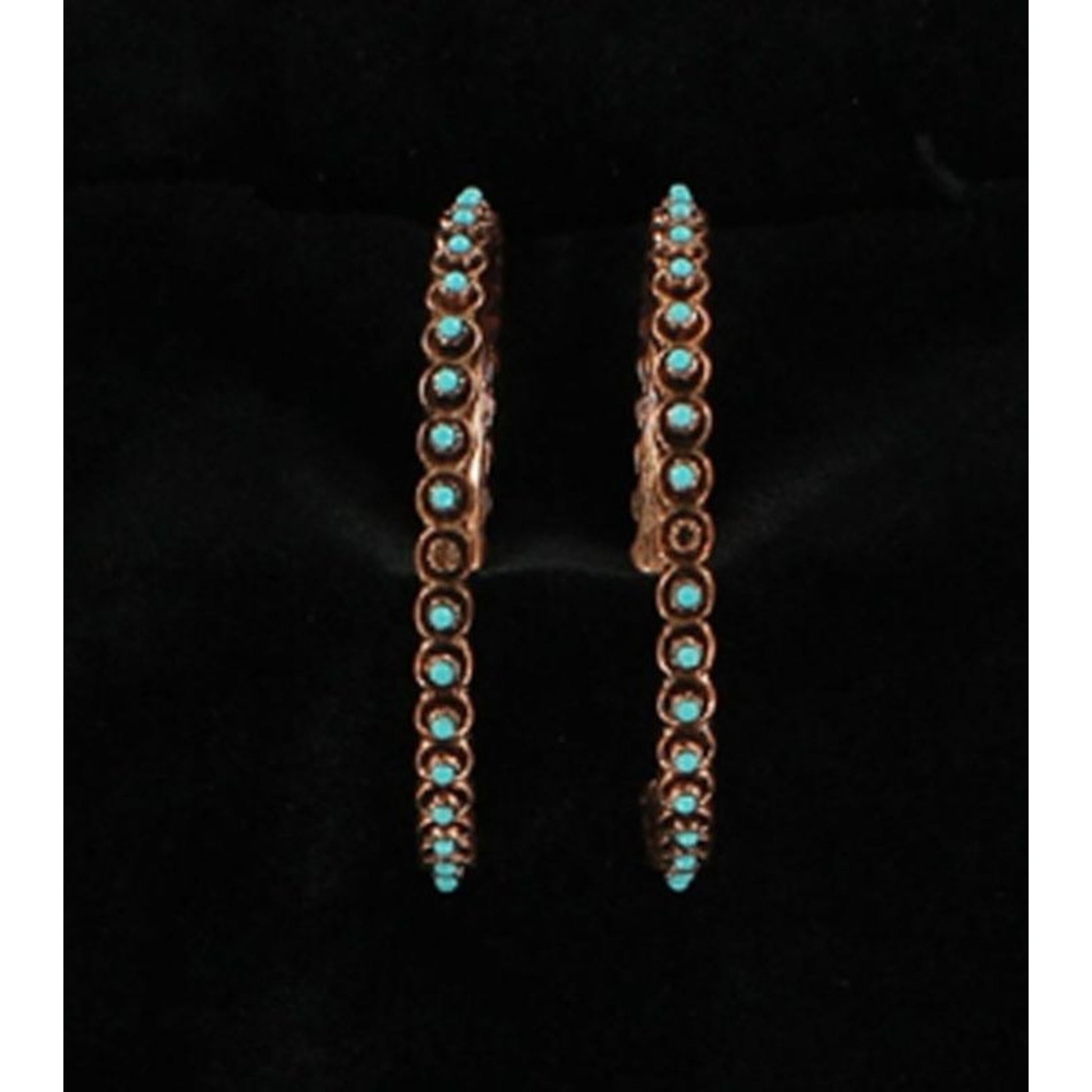 Blazin Roxx Beaded Copper Hoop Earrings Turquoise