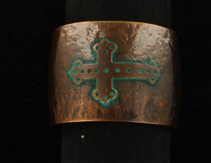 Blazin Roxx Hammer Copper Cross Cuff BraceletTurq