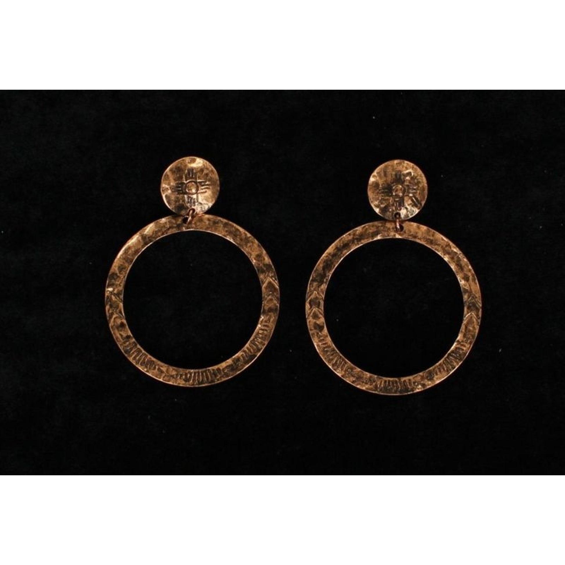 Blazin Roxx Large Copper Circles EarringsBk/Wh