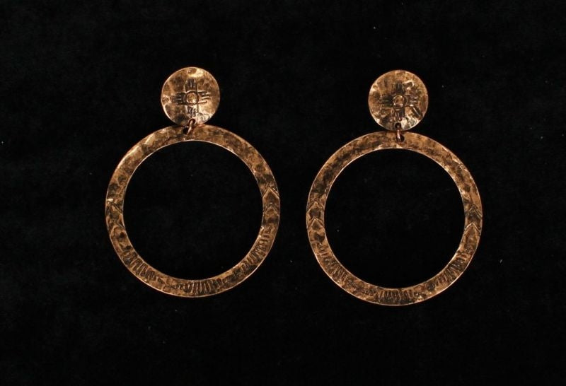 Blazin Roxx Large Copper Circles EarringsBk/Wh
