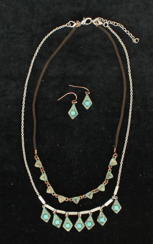 Blazin Roxx Multi Chain Stud Jewelry SetBk/Wh
