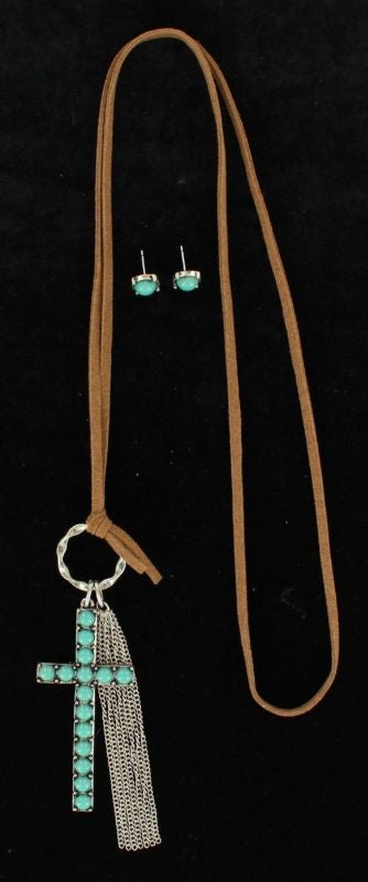 Blazin Roxx X-Large Cross Knot Jewelry SetBk/Wh