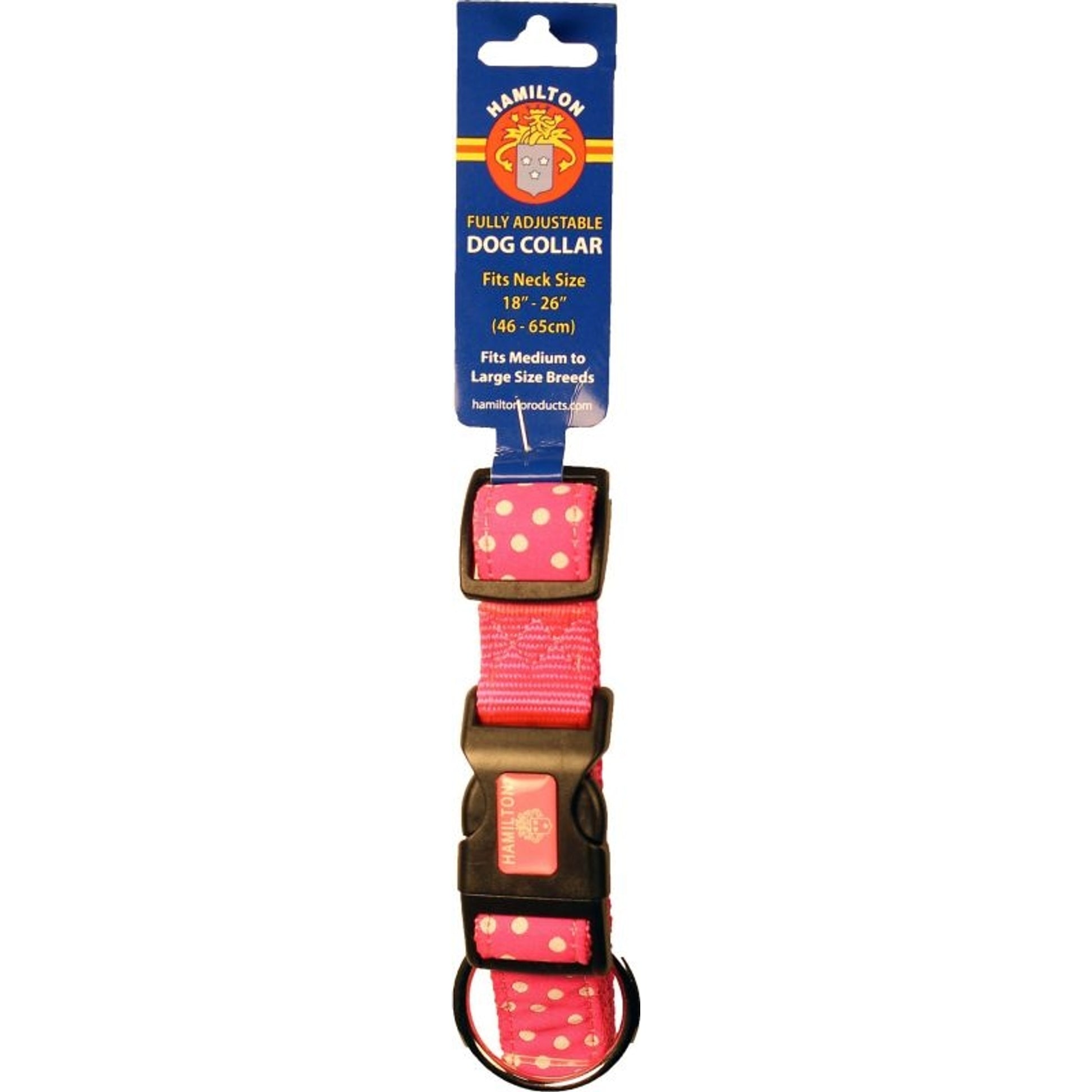 Ribbon Overlay Adj Dog Collar 1x18-26 PnkPolkaDots