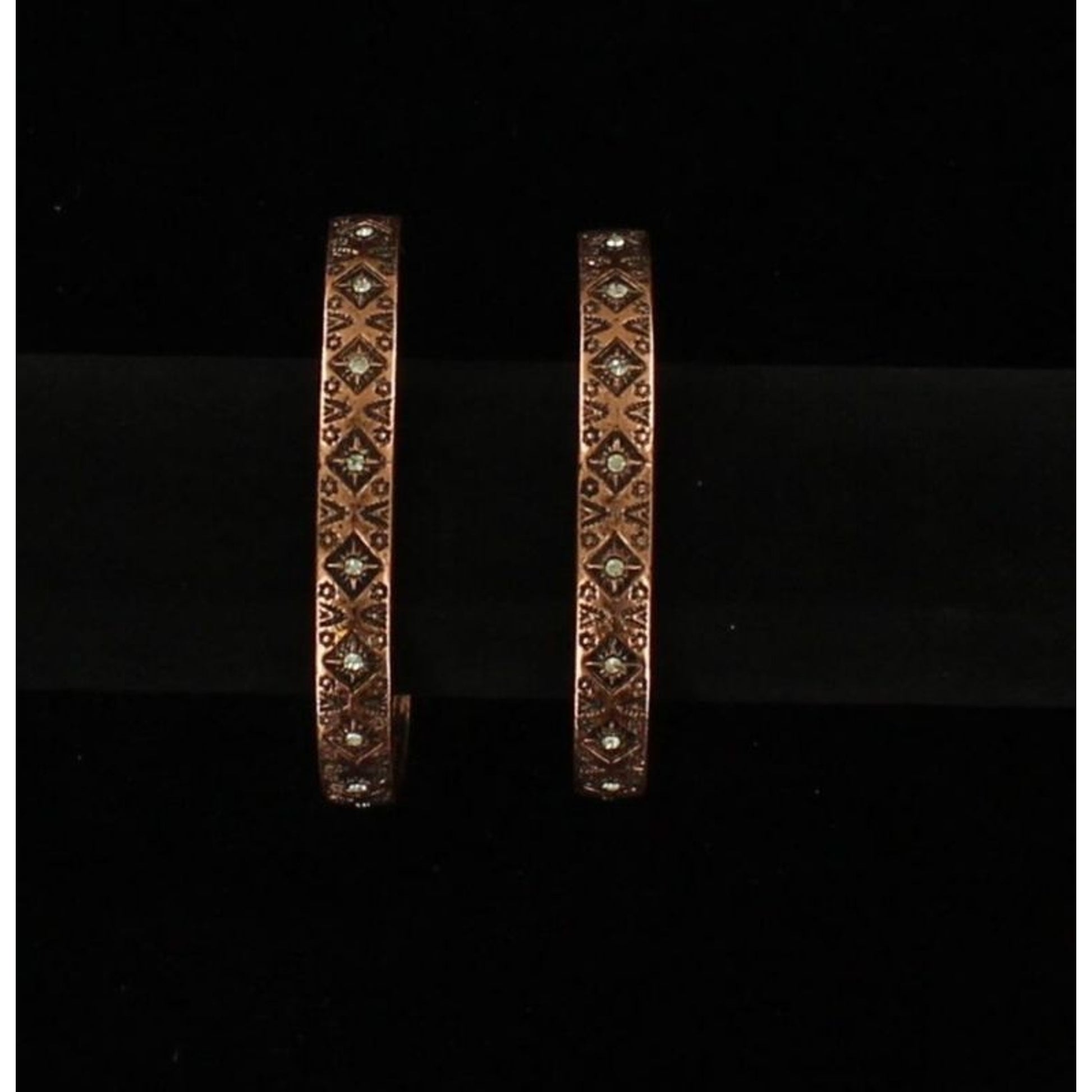 Blazin Roxx Aztec Hoop Rhinestone EarringsCopper