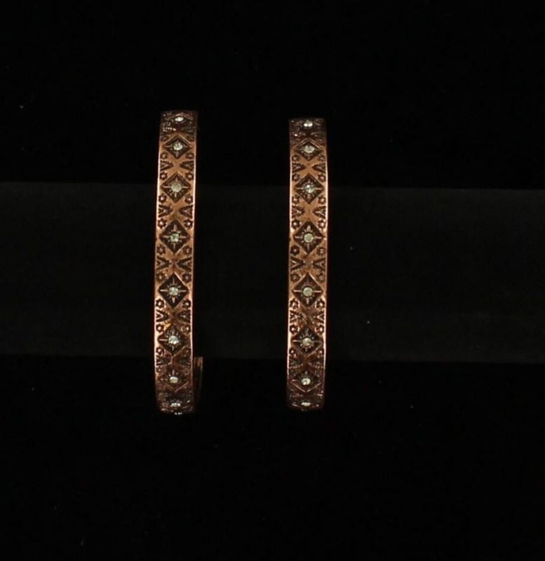 Blazin Roxx Aztec Hoop Rhinestone EarringsCopper