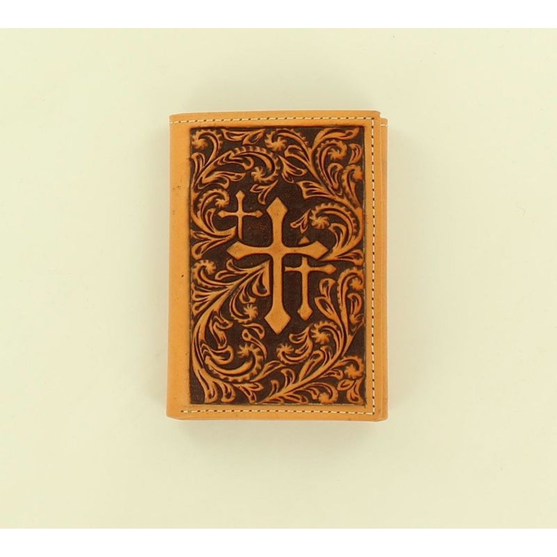 Nocona Scroll Embossed Three Cross TriFold Wallet