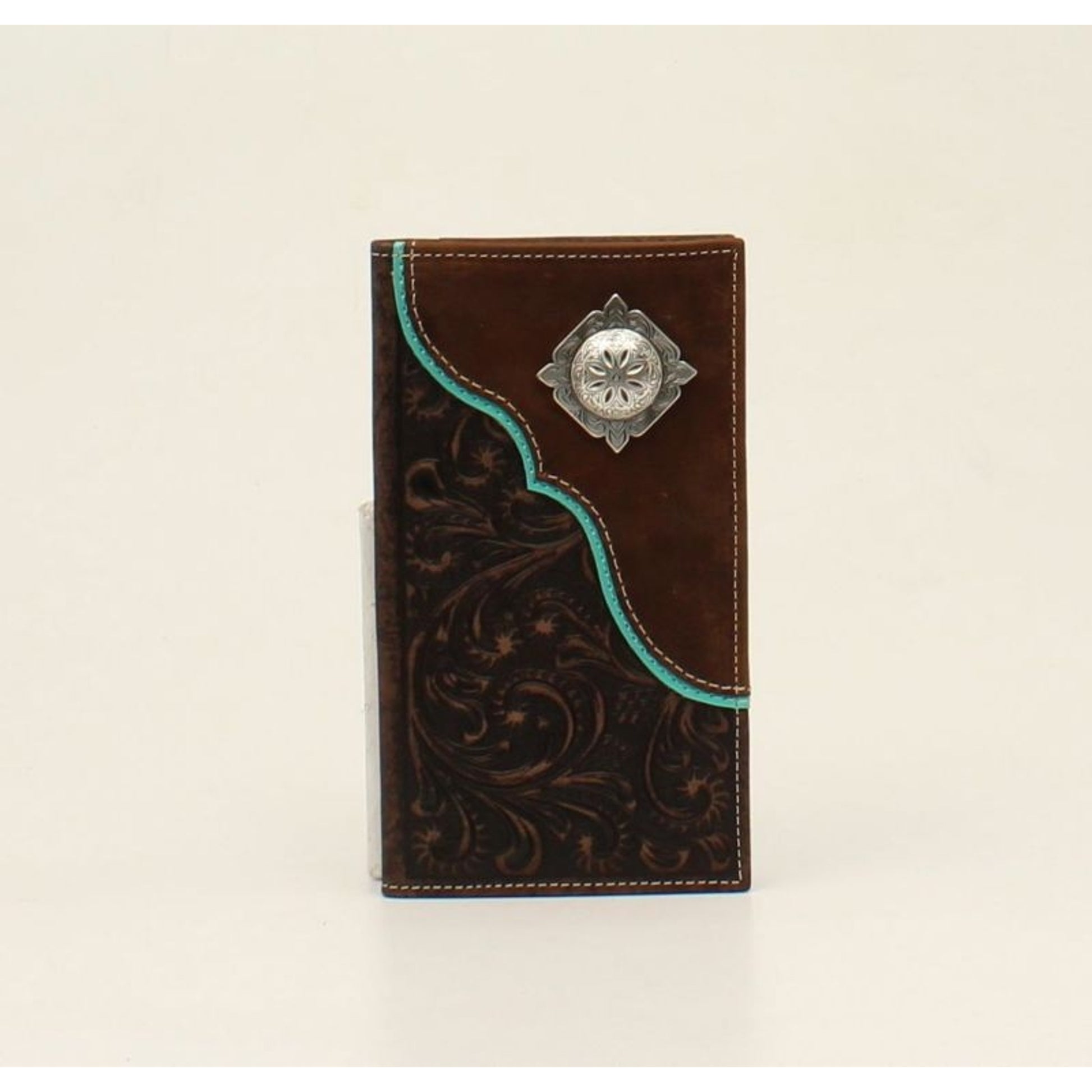 Nocona Rodeo Scroll Embossed Overlay Conch Wallet